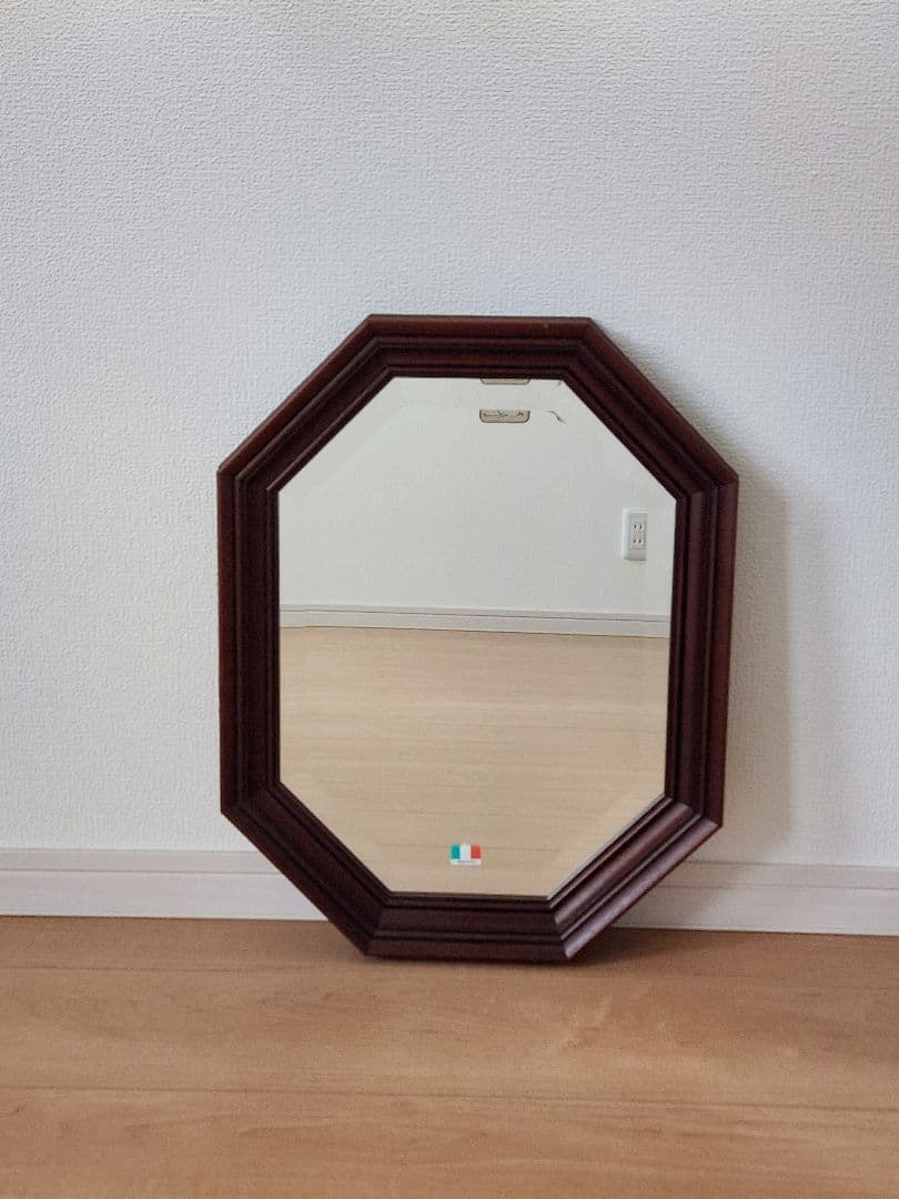 壁掛け ミラー 鏡 イタリア製 八角鏡 ヴィンテージ 蚤の市