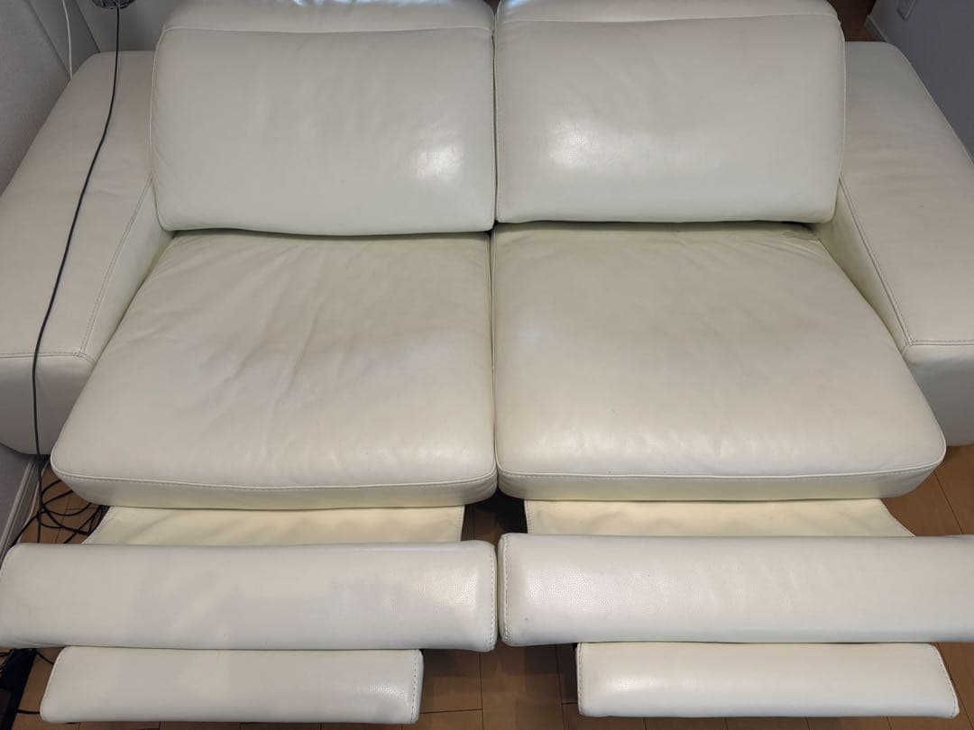 ホリ大塚家具　Domicil 高級電動リクライニングソファ　本革　ホワイト