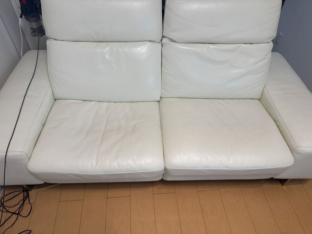 ホリ大塚家具　Domicil 高級電動リクライニングソファ　本革　ホワイト