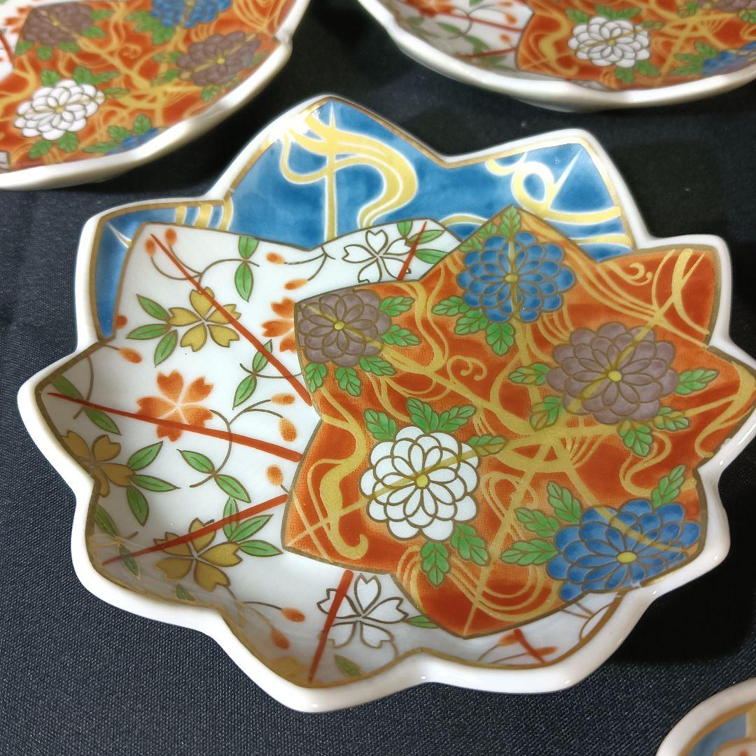 美濃焼 龍峰 金彩 色絵 楓型 小皿 10客 花文 - メルカリ