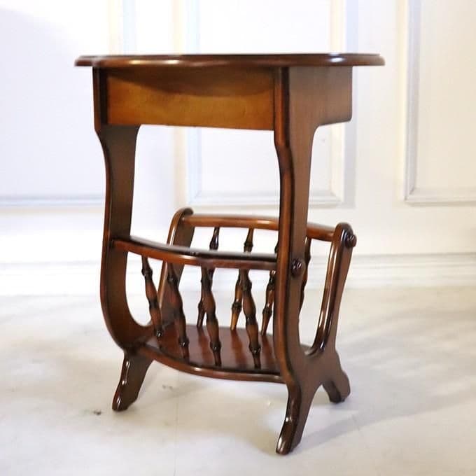 世界最高峰木材　マホガニー仕様　『サイドテーブル&マガジンラック』　手彫り彫刻