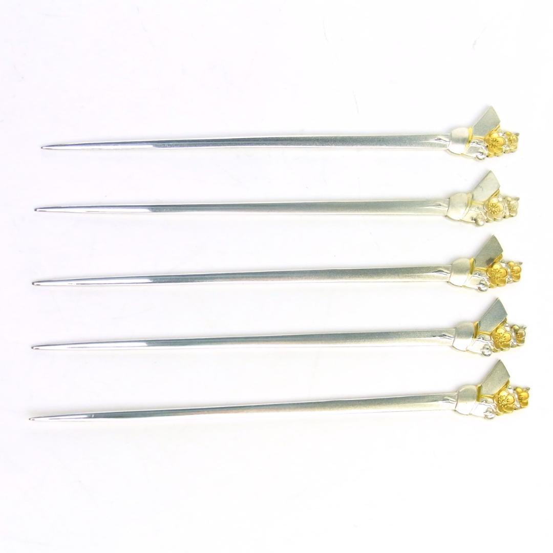 ◆銀製 フルーツピック 5本セット◆総重量27g◆銀製刻印あり◆菓子楊枝◆