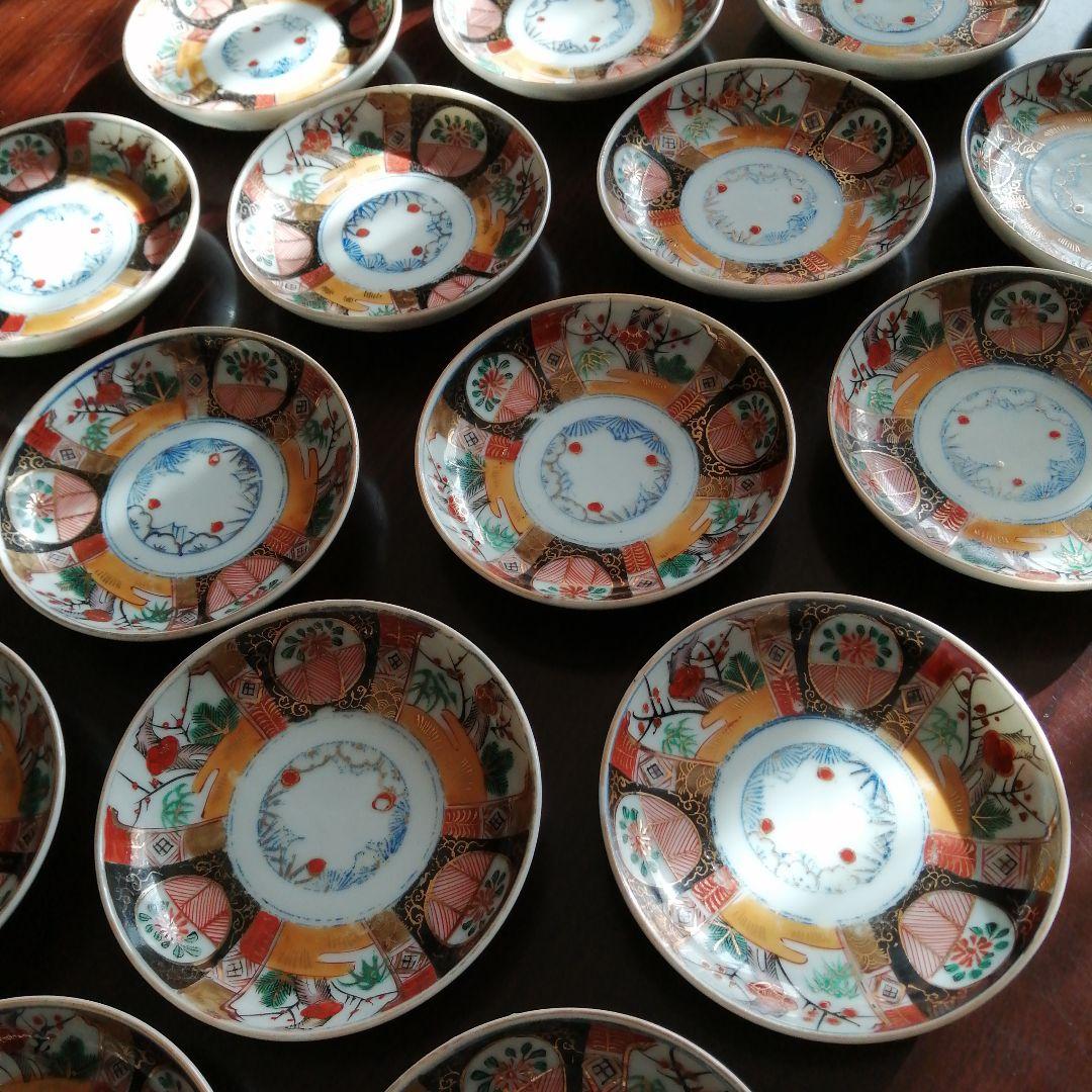 美濃焼　染付色絵小皿　20枚　12.3cm　大正期