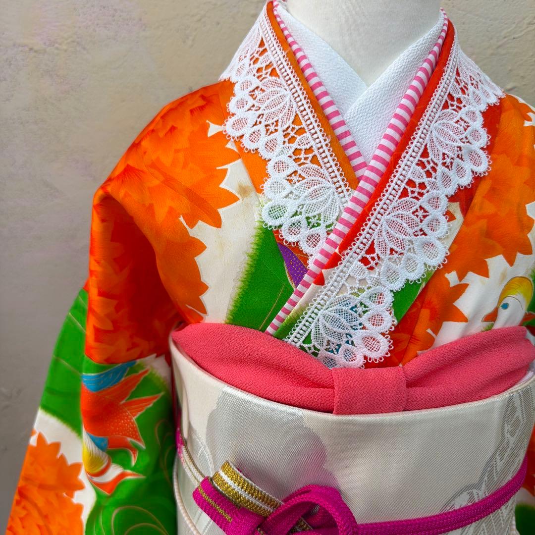 No.k008七五三 7歳 着物 フルセット レトロ柄 ※シミあり