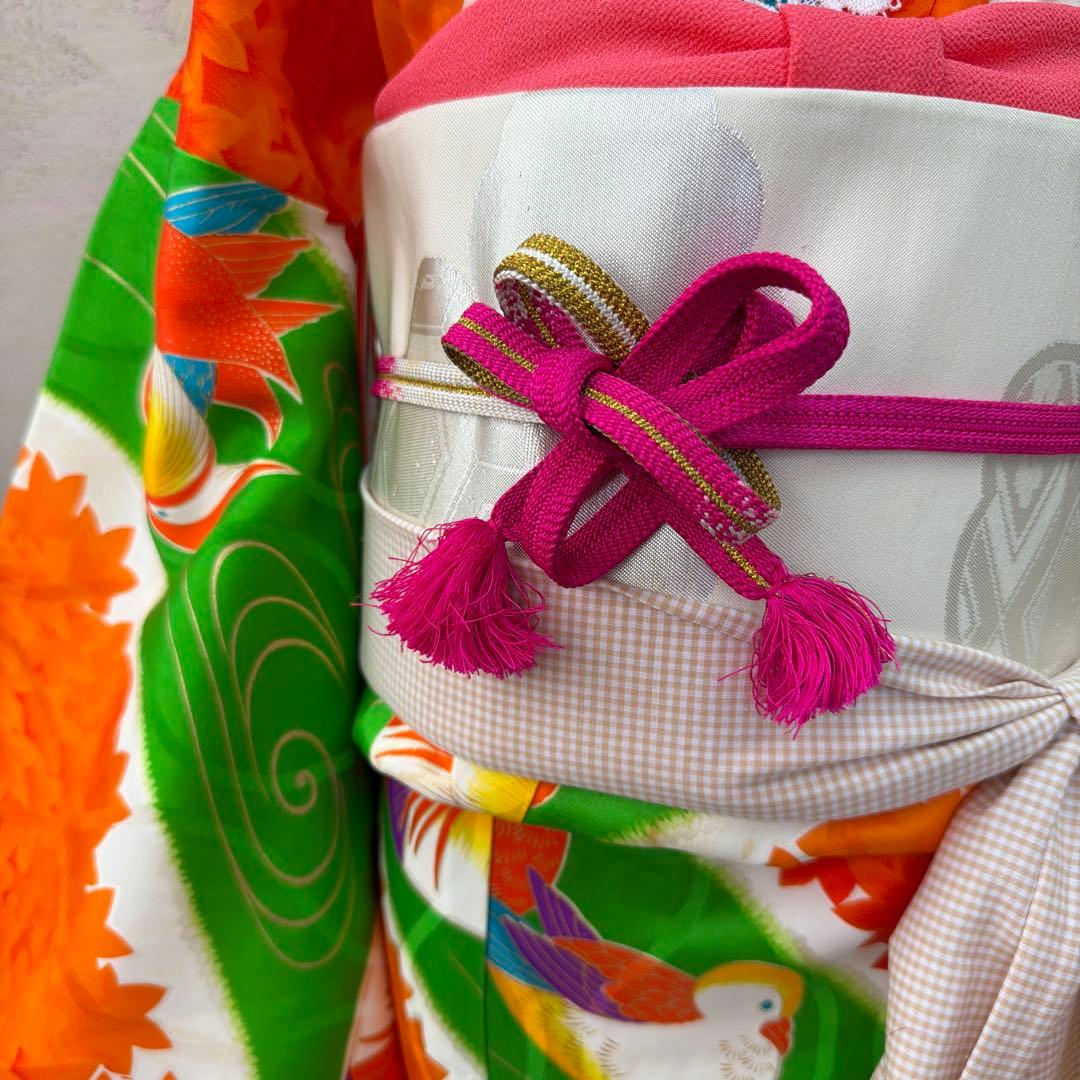 No.k008七五三 7歳 着物 フルセット レトロ柄 ※シミあり