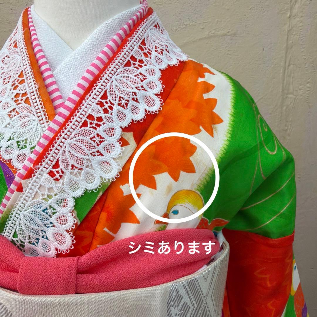 No.k008七五三 7歳 着物 フルセット レトロ柄 ※シミあり