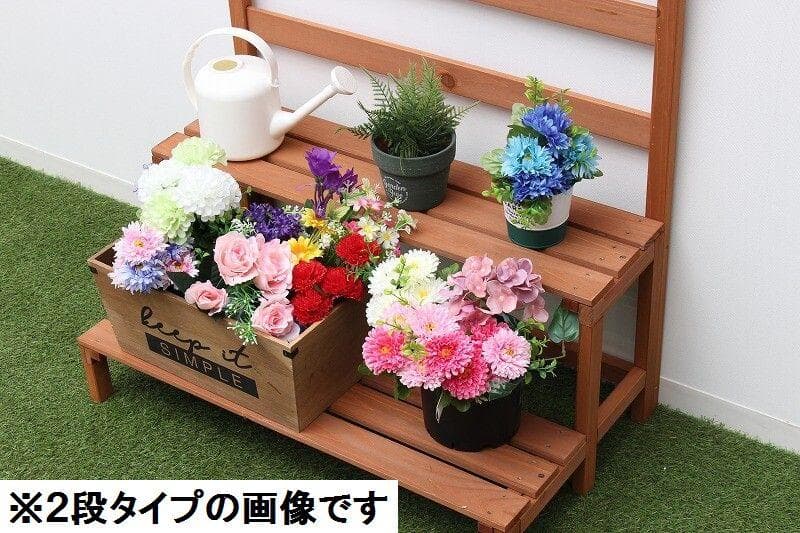 ３個セット 木製ラティスフェンス付きフラワースタンド 3段ホワイト