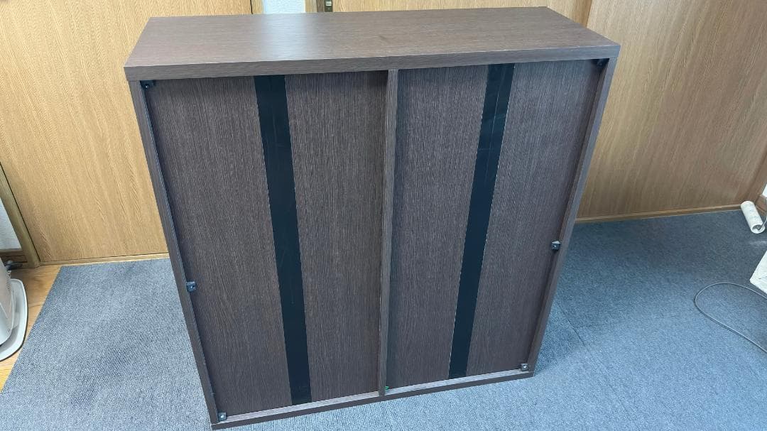 【ほぼ完品】ニトリ スライド書棚 モッサ80 ダークブラウン 本棚 収納