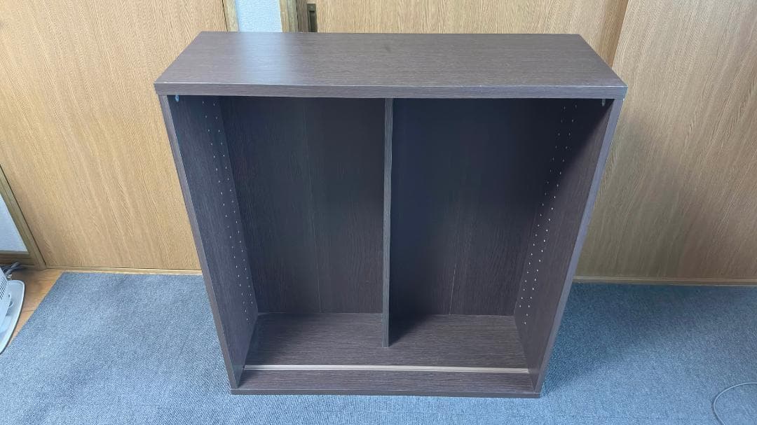 【ほぼ完品】ニトリ スライド書棚 モッサ80 ダークブラウン 本棚 収納