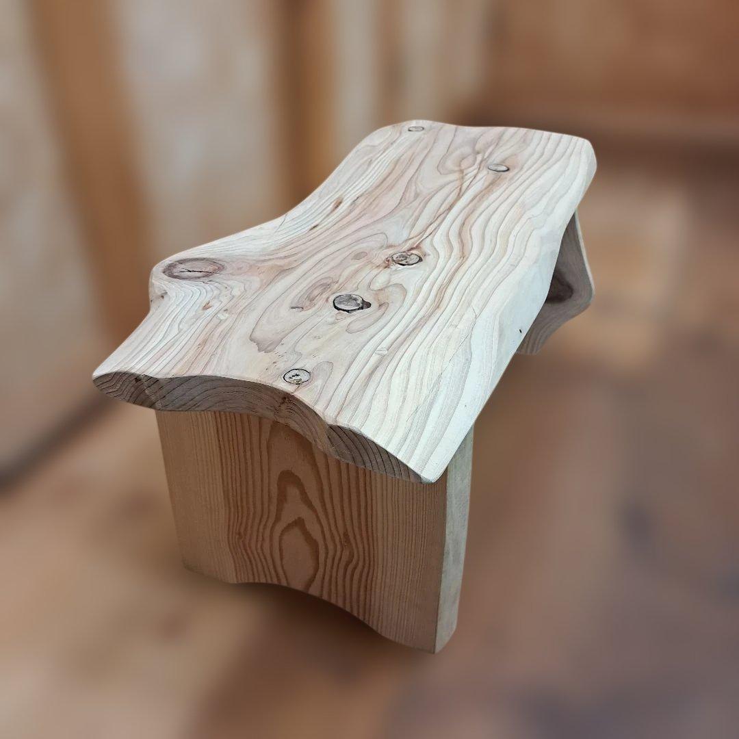 杉無垢 自然な形状 椅子 チェアー 腰掛け 植物置き台 テーブル