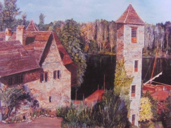 林壽男、社の船着場（カルナック）、希少な画集より、新品高級額・額装付