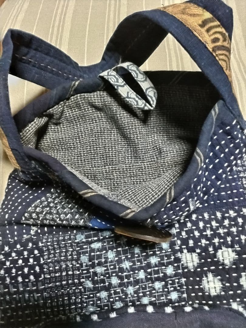 藍染古布絣刺し子ワンハンドルバッグ - メルカリ