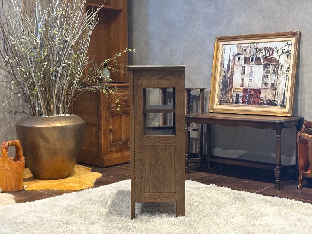 迪卡　起立木工　キャビネット　電話台　収納　ビンテージ　無垢材　IZ