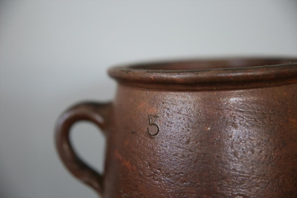 フランスアンティーク陶器ボトル//花瓶/花器/フラワーべース(86-231