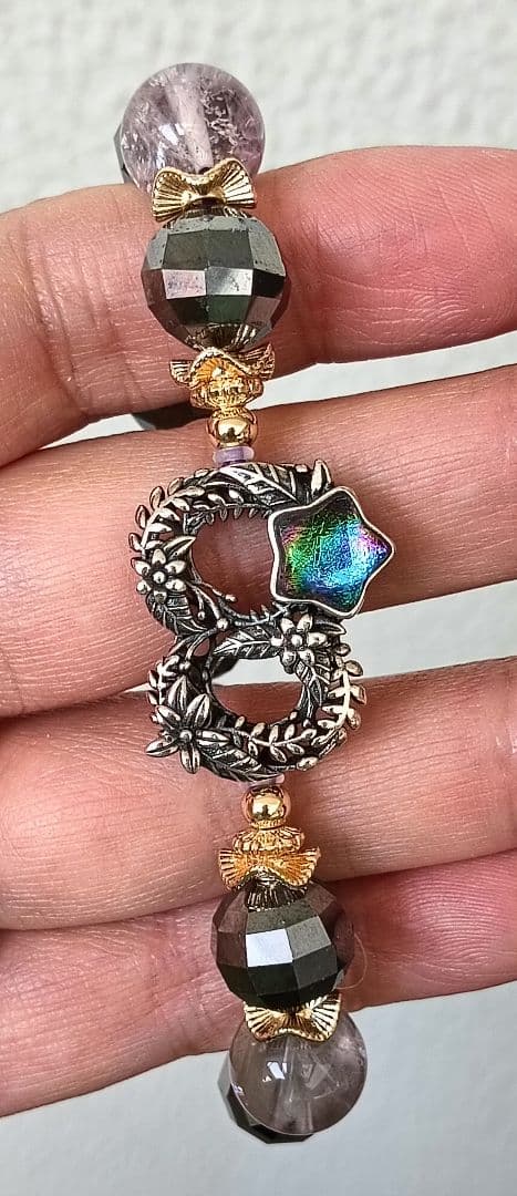 激レア！レインボーカラーのギベオンのパーツ、テラヘルツスイカ、ボリビアアメジスト