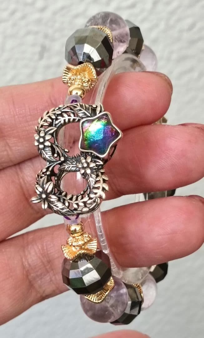 激レア！レインボーカラーのギベオンのパーツ、テラヘルツスイカ、ボリビアアメジスト