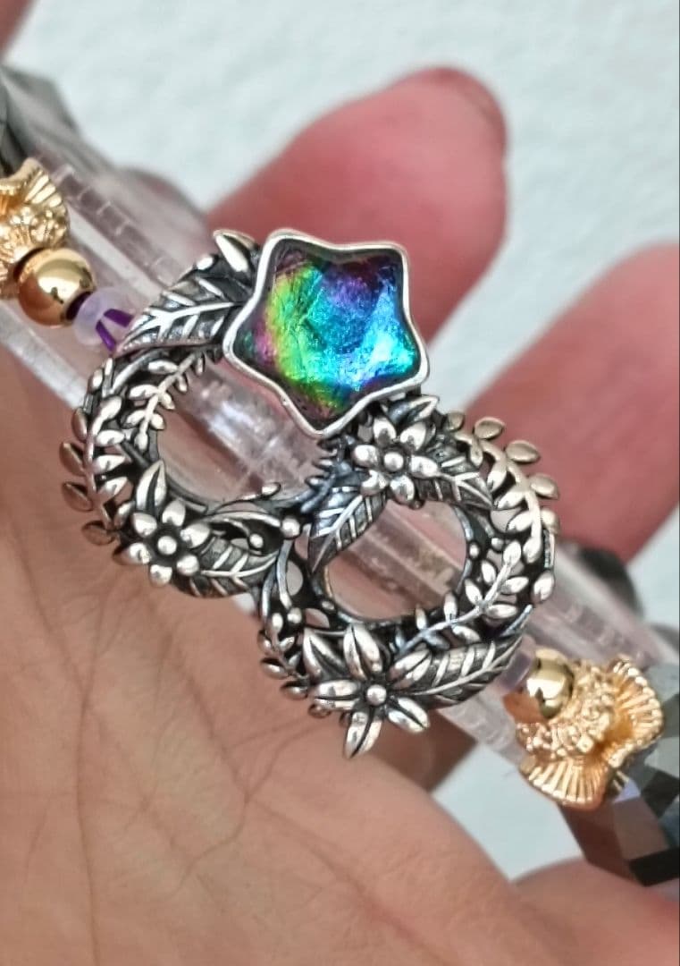 激レア！レインボーカラーのギベオンのパーツ、テラヘルツスイカ、ボリビアアメジスト