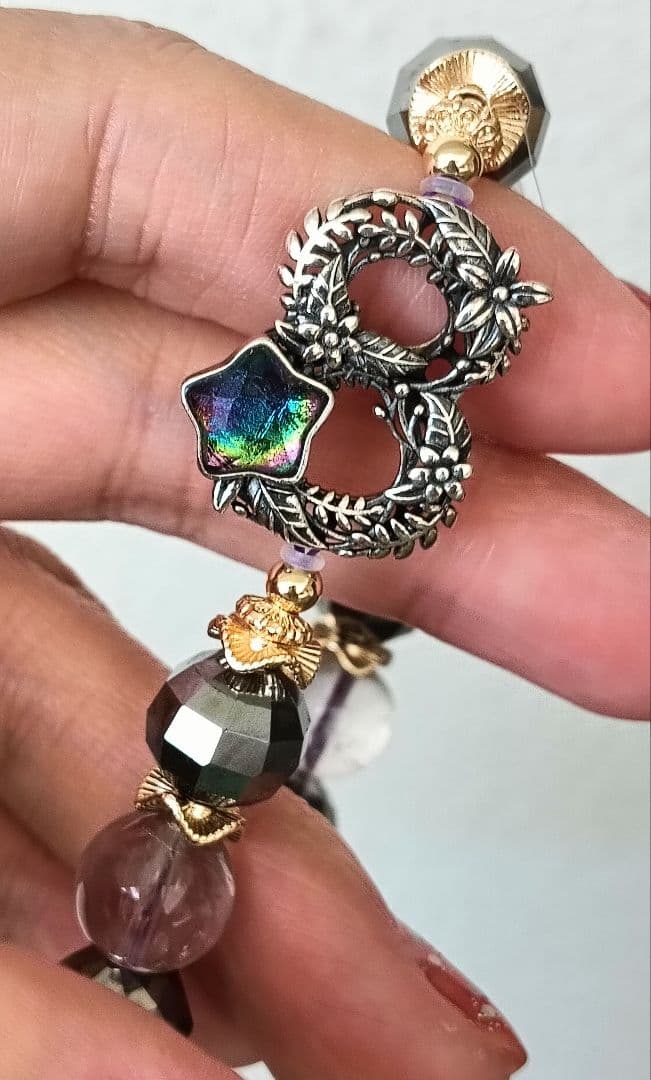 激レア！レインボーカラーのギベオンのパーツ、テラヘルツスイカ、ボリビアアメジスト