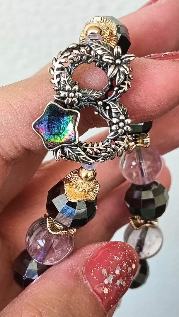 激レア！レインボーカラーのギベオンのパーツ、テラヘルツスイカ、ボリビアアメジスト