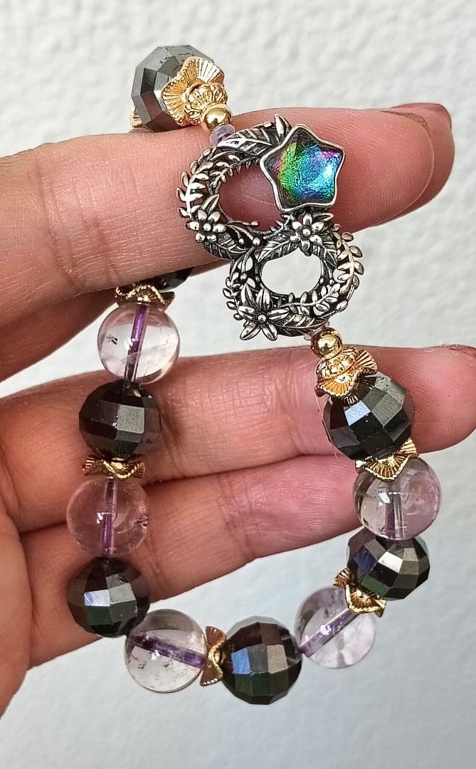 激レア！レインボーカラーのギベオンのパーツ、テラヘルツスイカ、ボリビアアメジスト