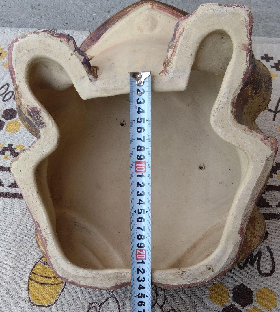 [A☆品]　信楽焼 カエル 蛙 親子 背中二匹 陶器 大型 置物　縁起物