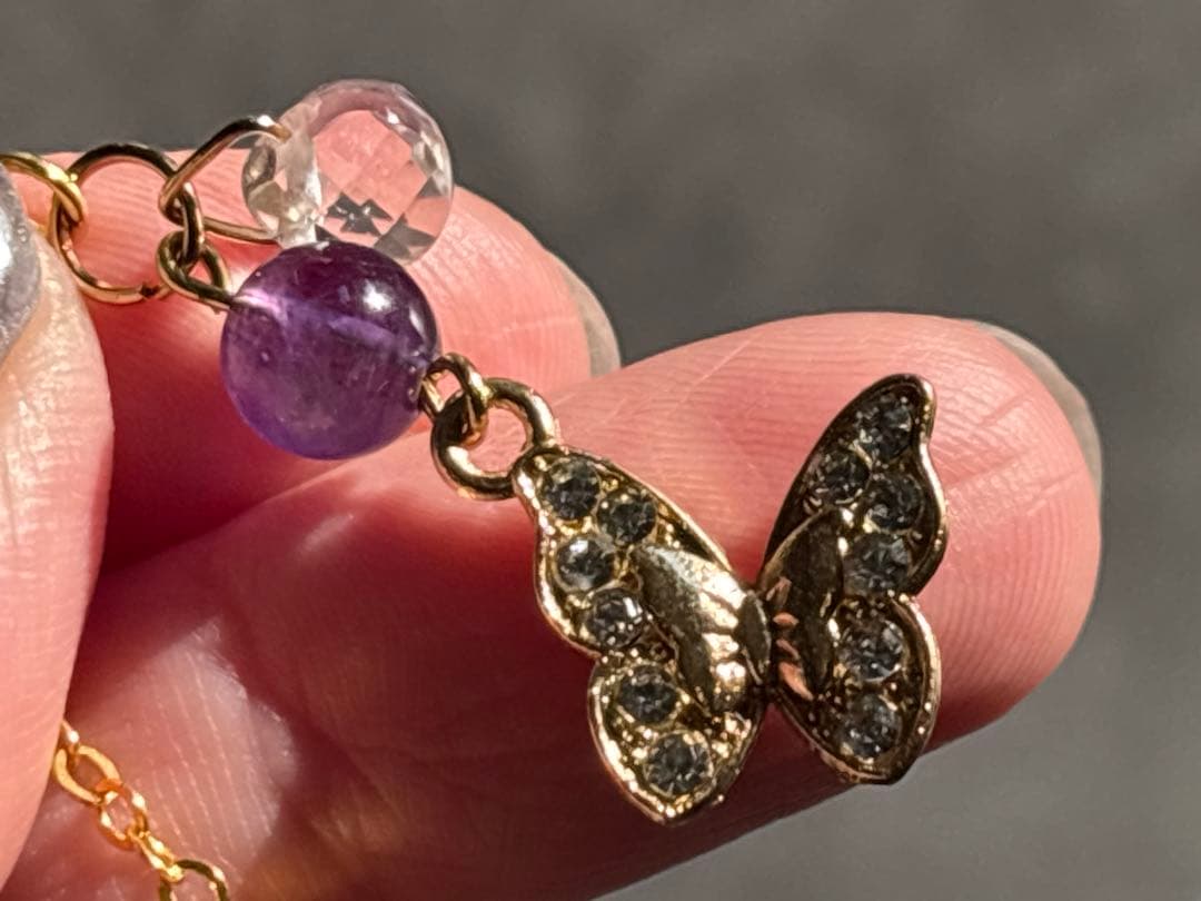 《高発色！濃色！高品質！アメトリン＊虹入りペンデュラム（蝶々チャーム）》