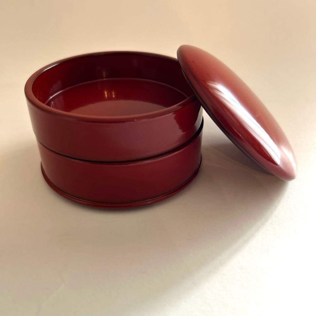 本朱塗り姫二段重　直径8㎝