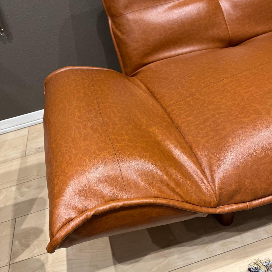 【キャメル】2人掛けソファ　ミッドセンチュリー風(送料込み)