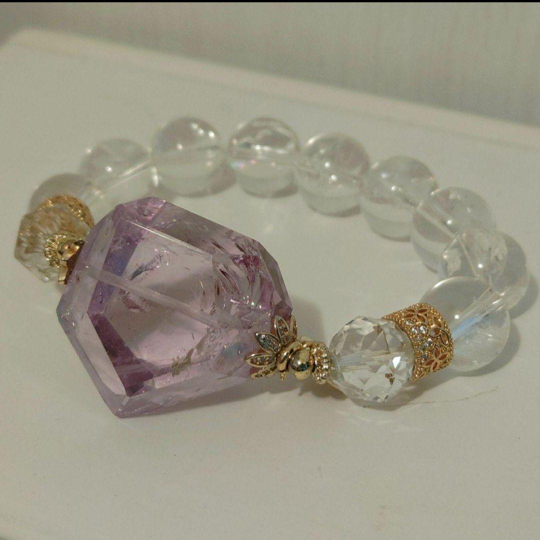 天然石ブレスレット②アイリスアメジスト虹入り水晶