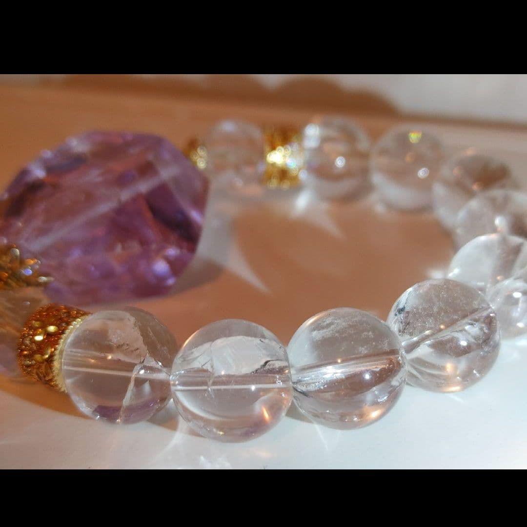 天然石ブレスレット②アイリスアメジスト虹入り水晶