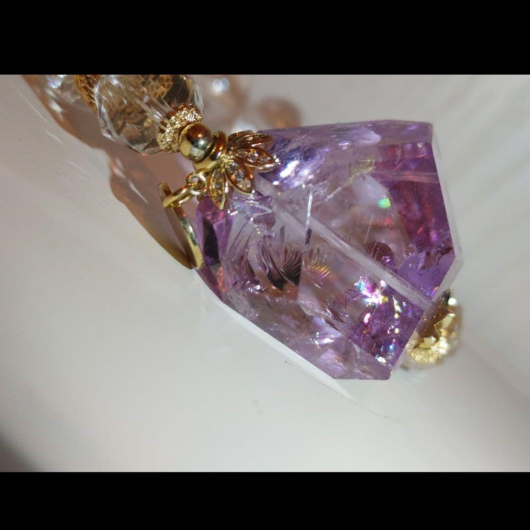 天然石ブレスレット②アイリスアメジスト虹入り水晶
