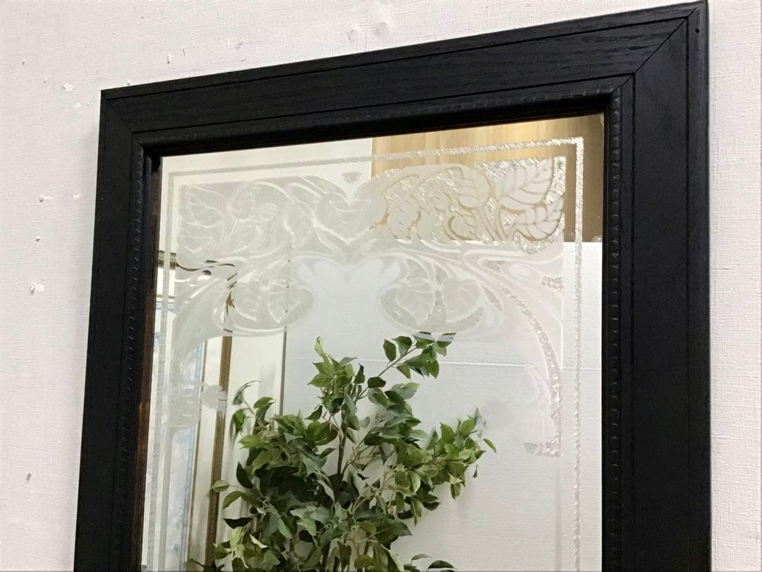 管233☆サンドプラスト加工のウォームミラー☆壁掛けミラー