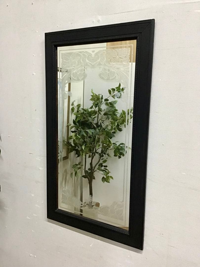 管233☆サンドプラスト加工のウォームミラー☆壁掛けミラー