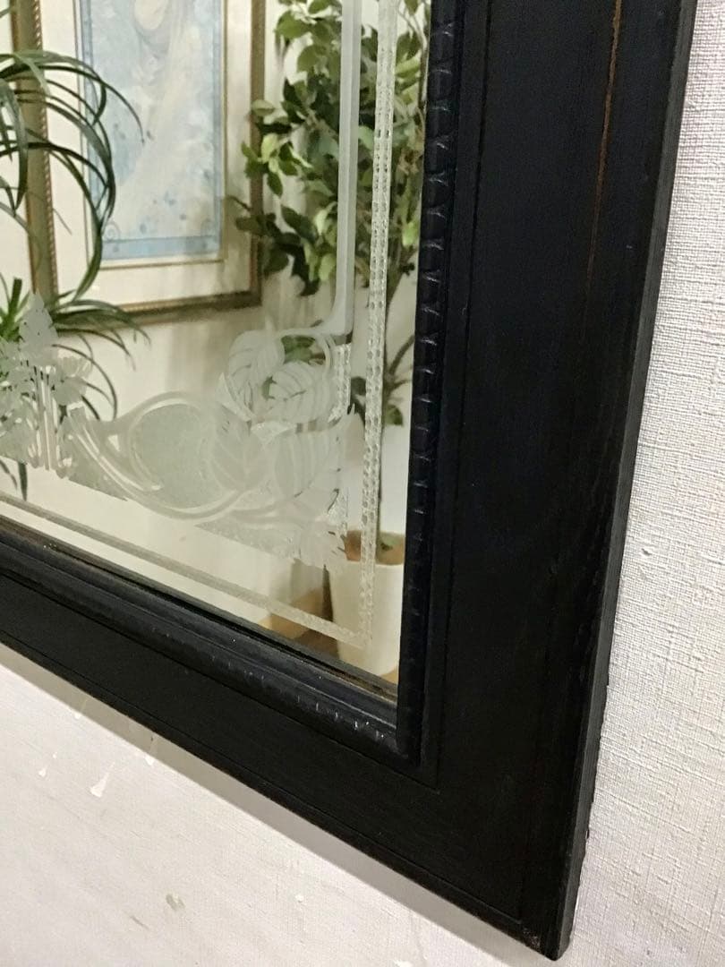 管233☆サンドプラスト加工のウォームミラー☆壁掛けミラー