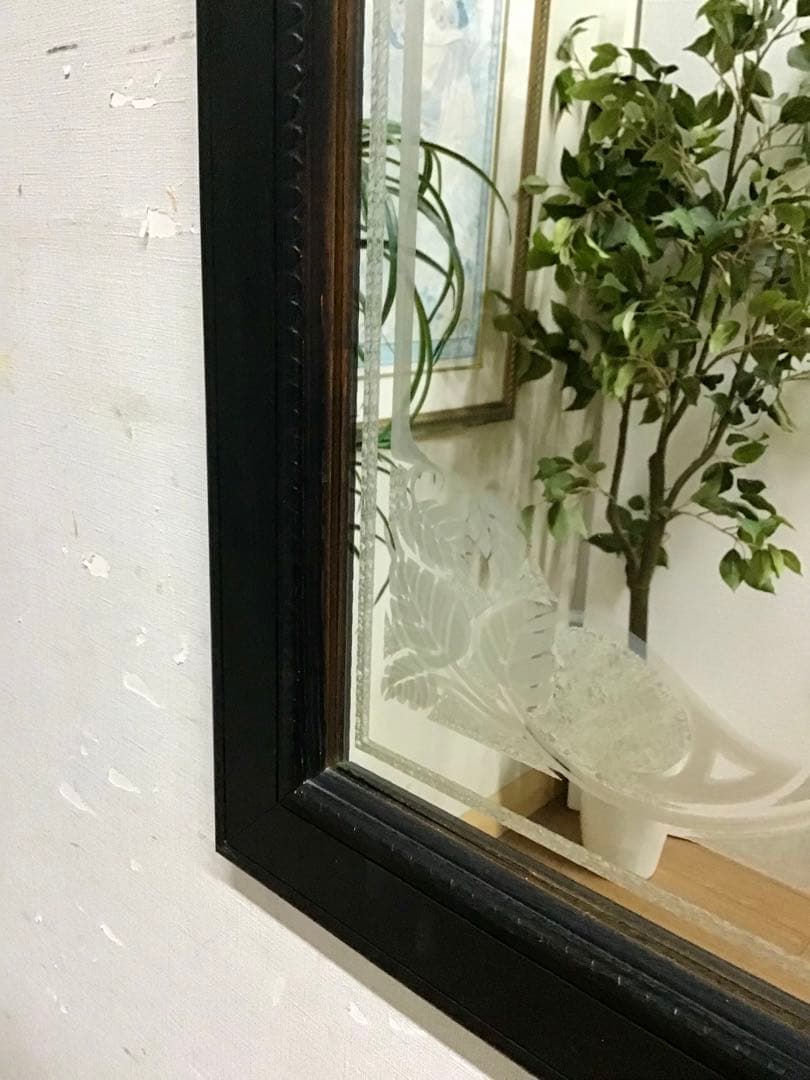 管233☆サンドプラスト加工のウォームミラー☆壁掛けミラー