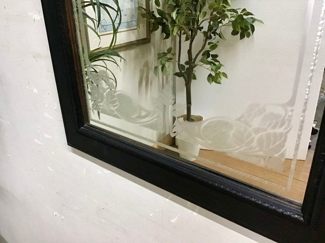 管233☆サンドプラスト加工のウォームミラー☆壁掛けミラー