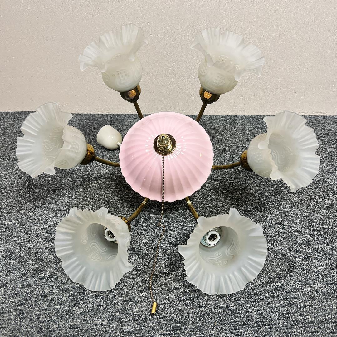 希少　アンティーク　シャンデリア　花　天井照明　寝室　パナソニック