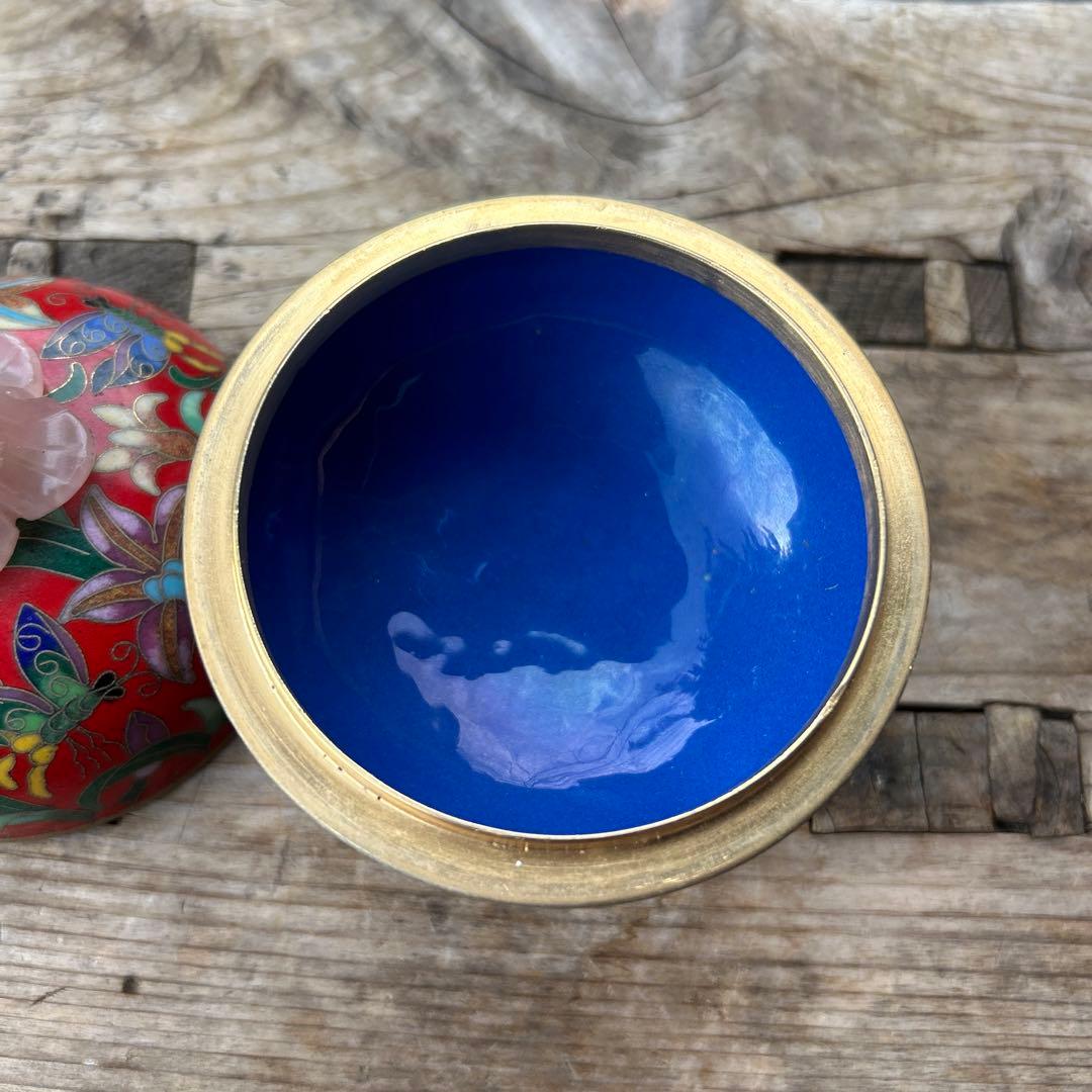 七宝焼 蓋付 三足 小物入れ レトロ アンティーク 置物