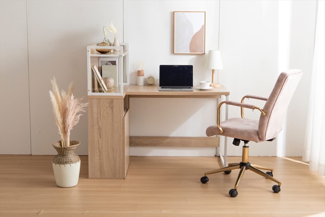 【送料無料】【幅120cm】L字収納・棚付きデスク 机 木目調 ワーク 学習