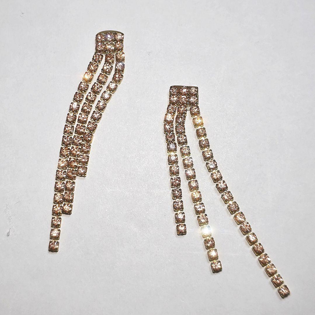 【1238】ダイヤチェーンのロングピアス／イヤリング