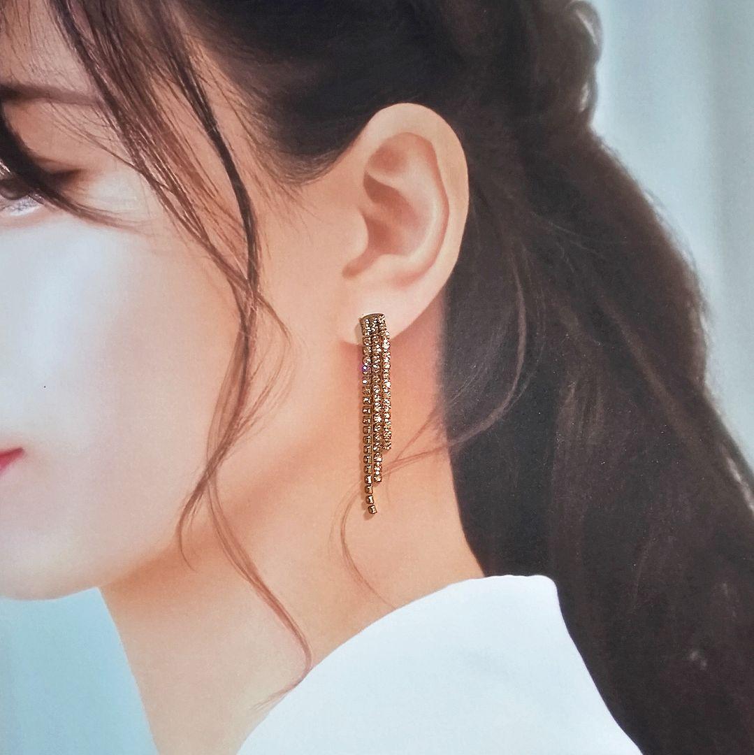 【1238】ダイヤチェーンのロングピアス／イヤリング