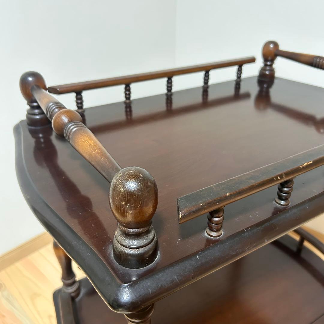 【送料込み】飛騨産業　アンティーク　天然木　キッチンワゴン　ダークブラウン