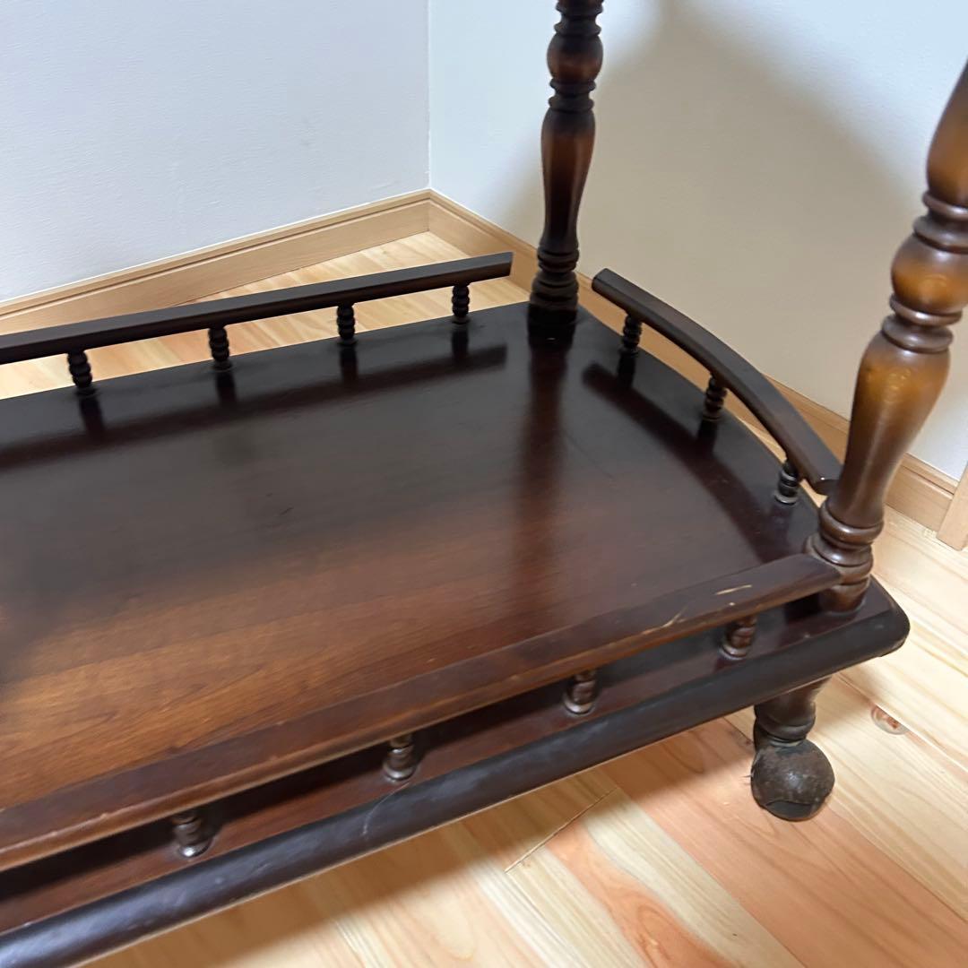 【送料込み】飛騨産業　アンティーク　天然木　キッチンワゴン　ダークブラウン