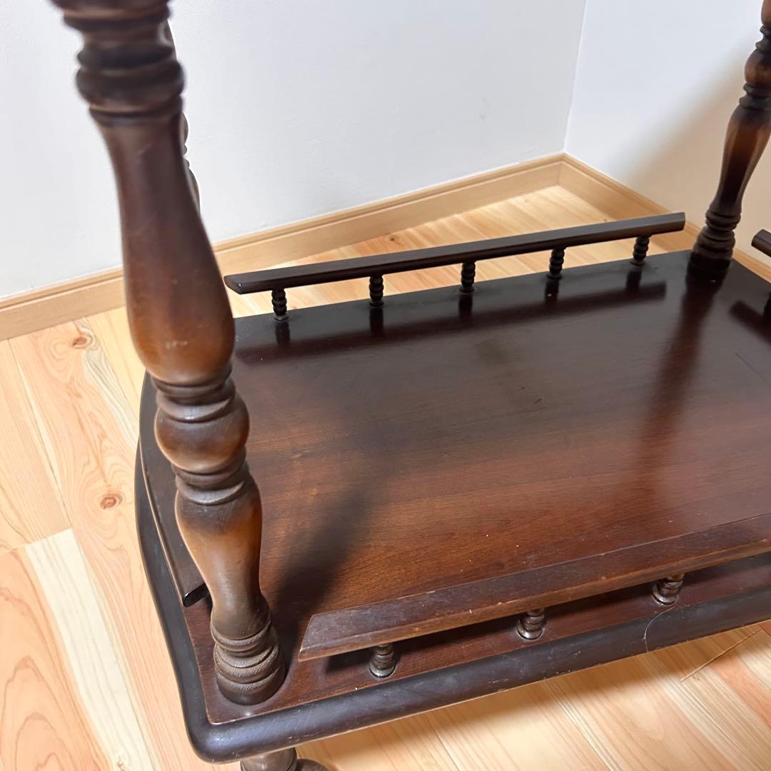 【送料込み】飛騨産業　アンティーク　天然木　キッチンワゴン　ダークブラウン