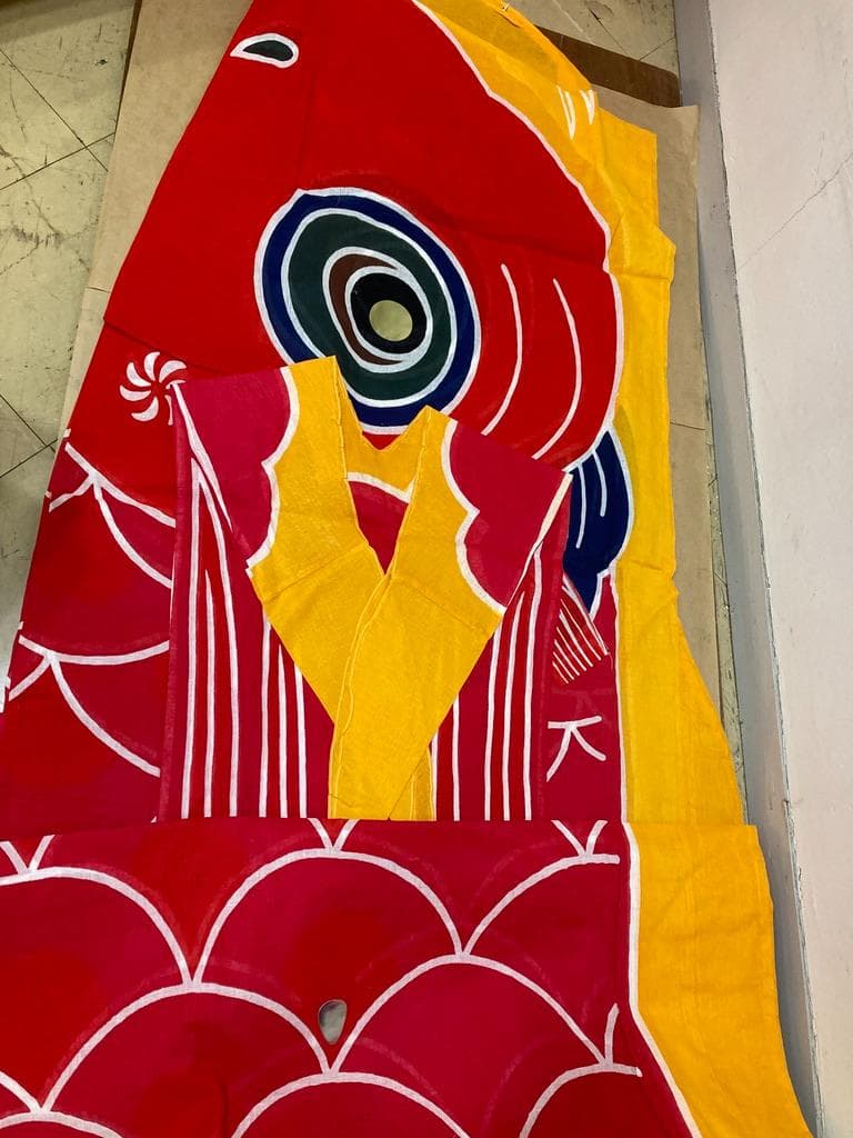 希少　太郎鯉 木綿 鯉のぼり 赤/黄 6m　新品未使用 昭和レトロ#3