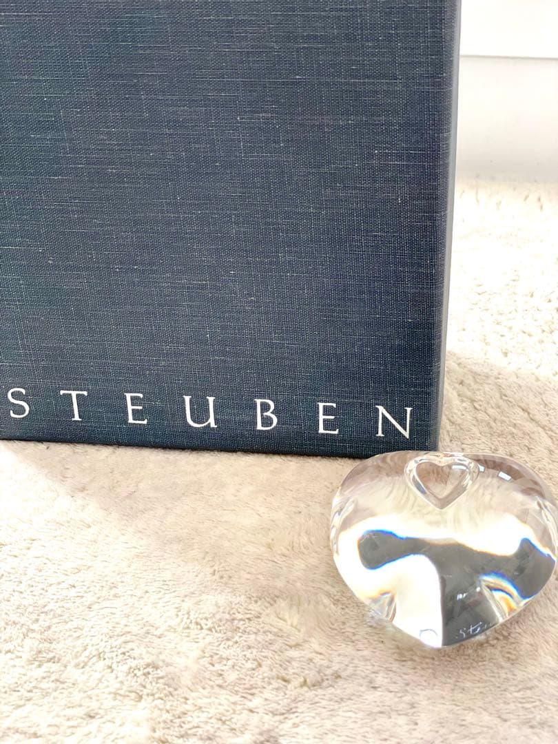 【美品】STEUBEN　ハート　クリスタル　貴重　ガラス　置物　オブジェ