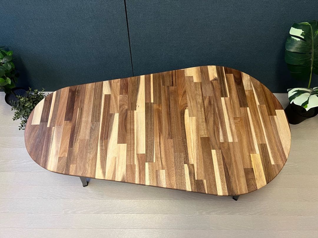 【送料無料】 ローテーブル だるま形 120cm 60cm アカシア 折り畳み脚