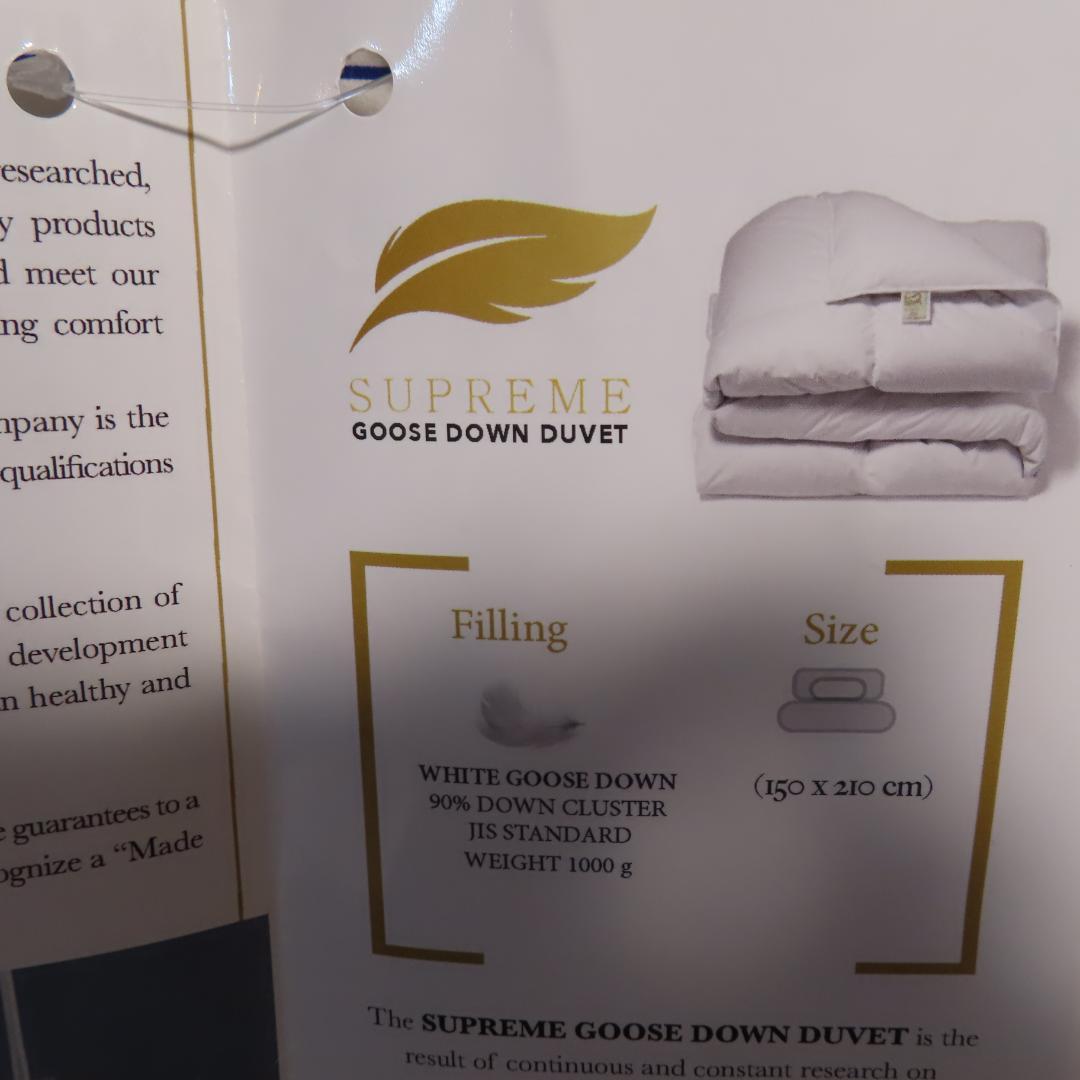 羽毛布団　イタリア産ホワイトグース羽毛90％　新品未使用