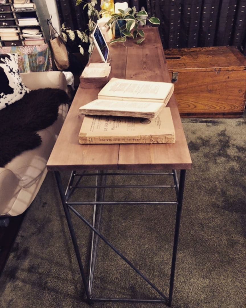 アイアン家具　カウンターデスク　テーブル　無骨　男前　インダストリアル　モダン