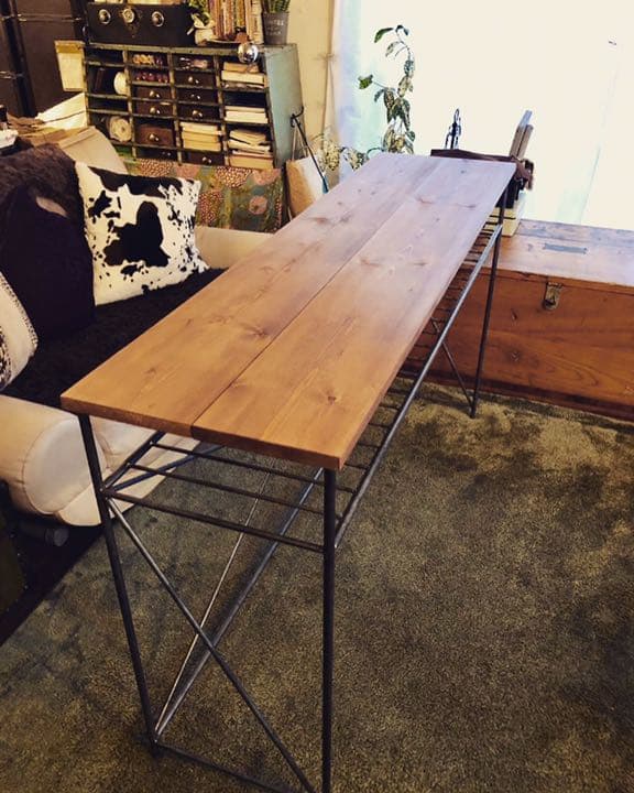アイアン家具　カウンターデスク　テーブル　無骨　男前　インダストリアル　モダン